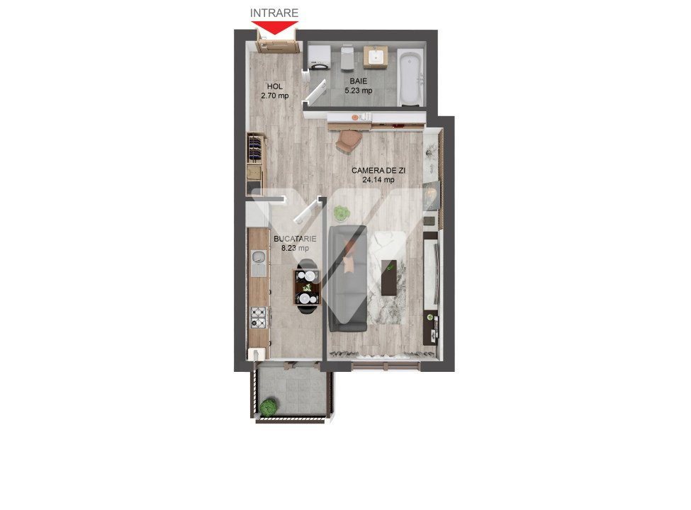 Apartament 1 camera 41 mp parter inalt - Pictor Brana Selimbar
