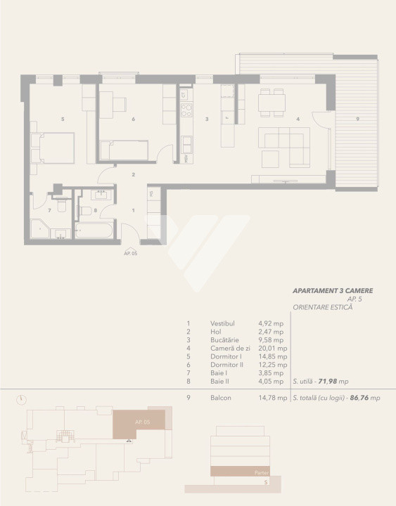 Apartament 3 camere parter cu balcon si parcare - zona Turnisor Sibiu