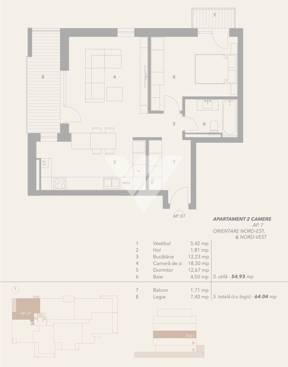 Apartament 2 camere 55 mp utili si 2 balcoane - zona Turnisor Sibiu