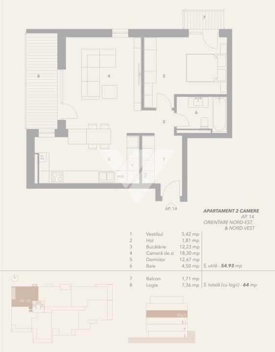 Apartament 2 camere 55 mp utili  2 balcoane si parcare - zona Turnisor Sibiu