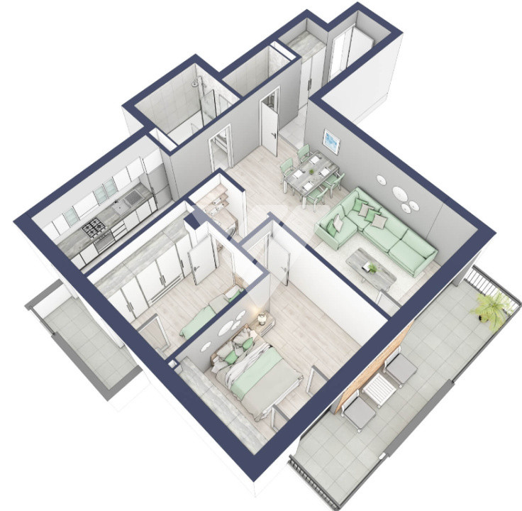  Apartament premium 3 camere si balcon etaj 1 - Turnisor Sibiu