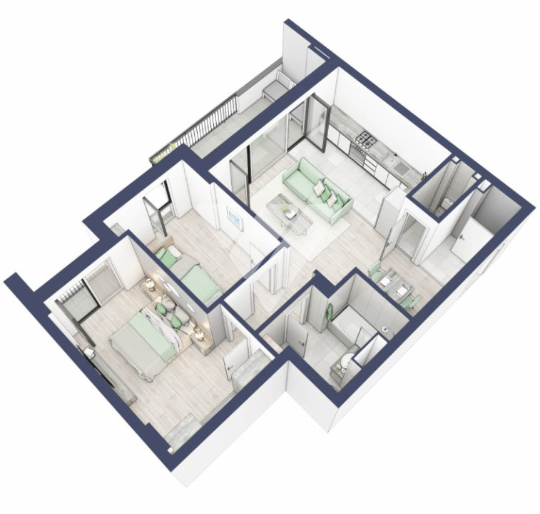  Apartament premium 3 camere 62 mp utili si balcon etaj 1 - Turnisor Sibiu