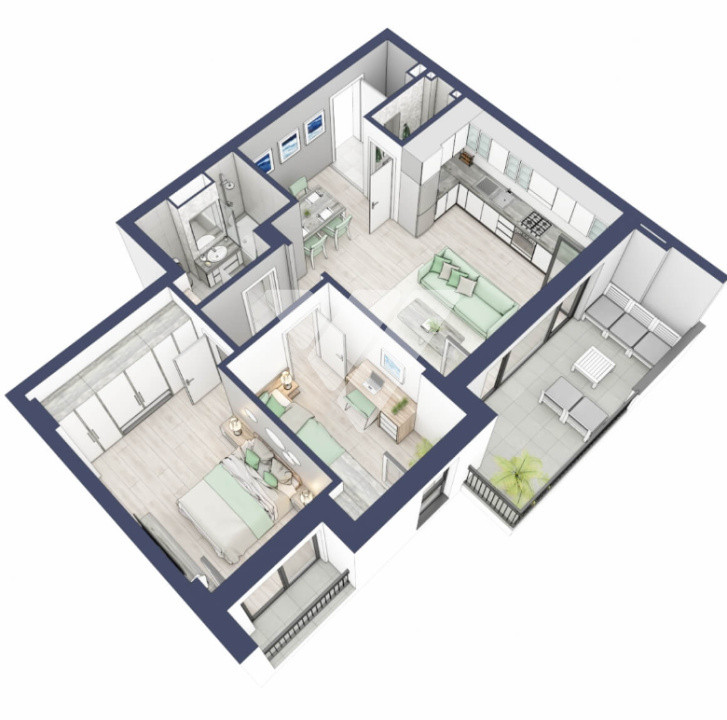  Apartament premium 3 camere 63 mp utili etaj 1 cu lift - Turnisor Sibiu