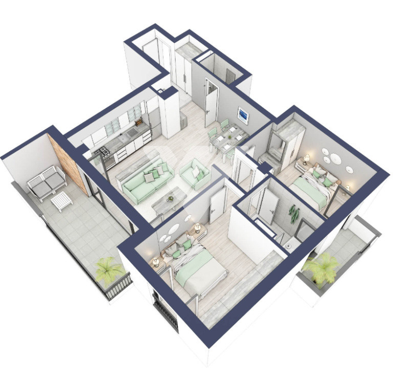  Apartament premium 3 camere 68 mp utili   etaj 2  - zona Turnisor Sibiu