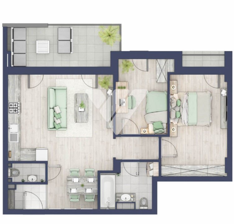  Apartament premium 3 camere cu balcon  etaj 2 lift  - zona Turnisor Sibiu