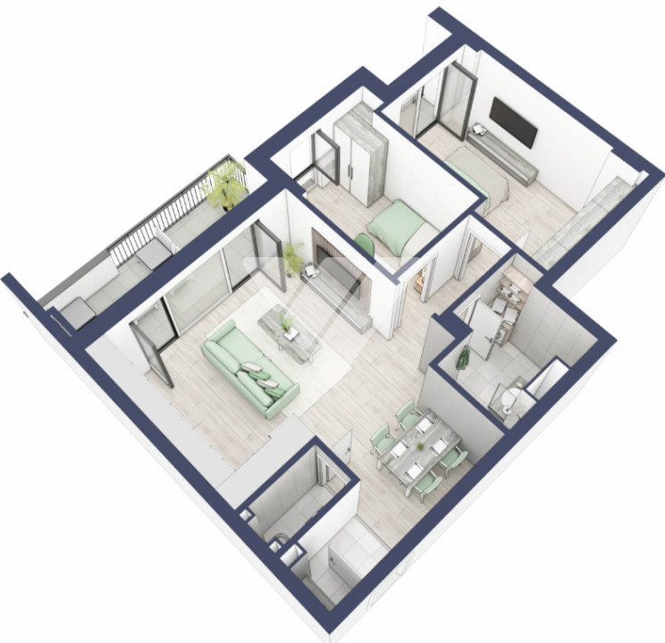  Apartament premium 3 camere cu balcon  etaj 2 lift  - zona Turnisor Sibiu
