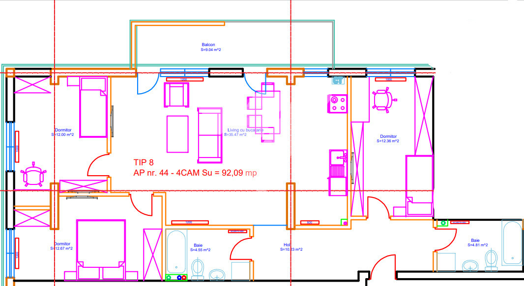 Apartament 4 camere 2 bai etaj 4  zona Mega Image Doamna Stanca