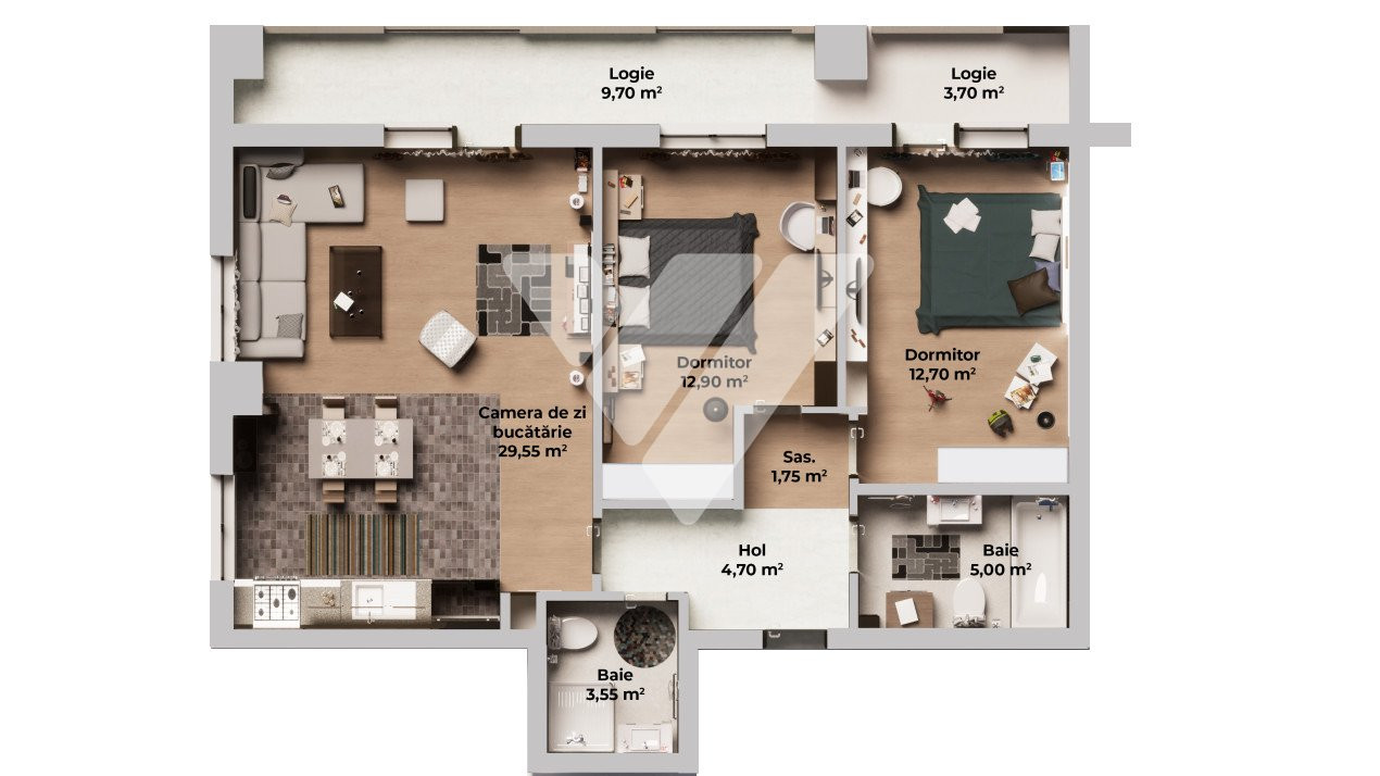  Apartament 3 camere 2 bai etaj 3 cu lift - Calea Surii Mici Sibiu