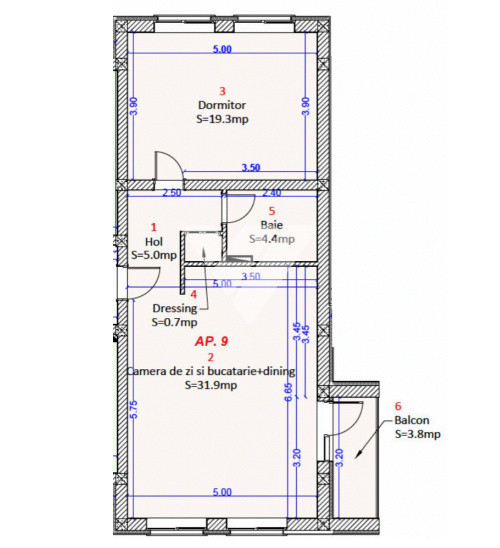 Apartament 2 camere etaj 2 in Selimbar - zona Shopping City 