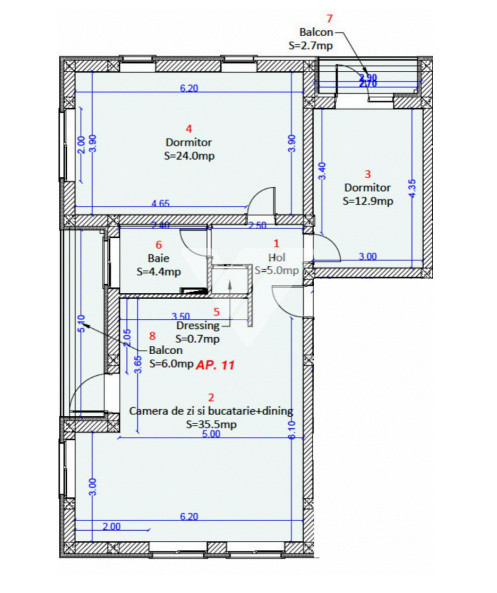 Apartament spatios 3 camere etaj 2 Selimbar - zona Shopping City 