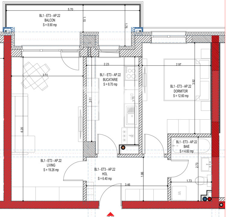 Apartament 2 camere cu balcon etaj 3 si lift - zona Calea Surii Mici