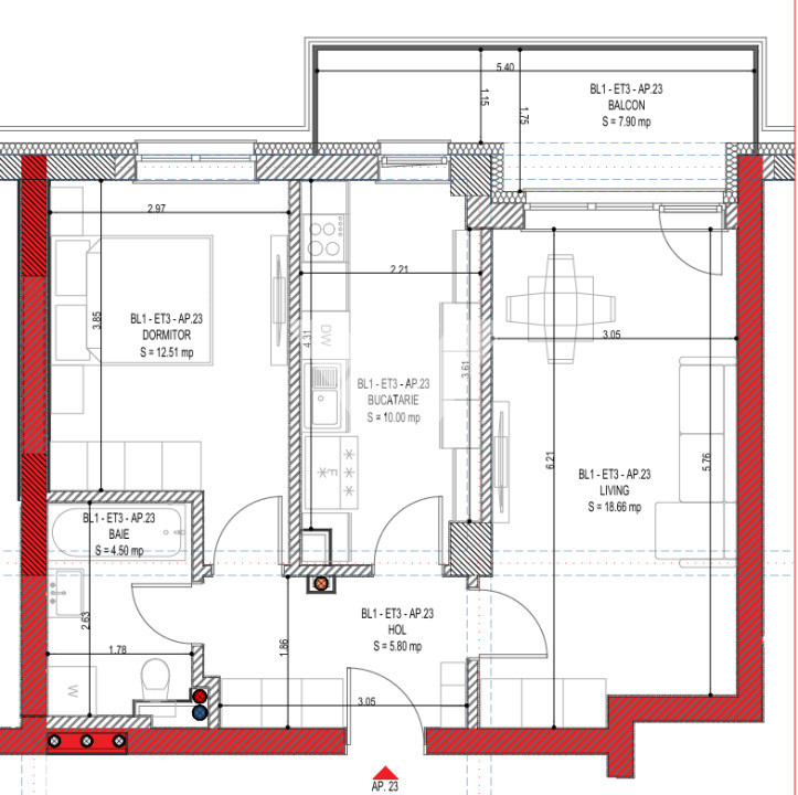 Apartament 2 camere 51 mp utili etaj 3 si lift - zona Calea Surii Mici