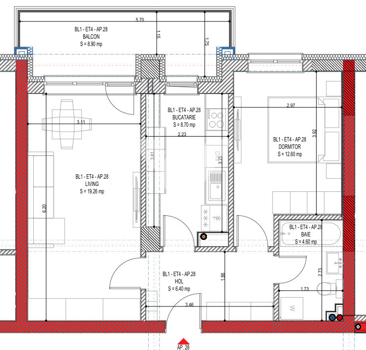 Apartament NOU 2 camere cu balcon si lift- zona Calea Surii Mici