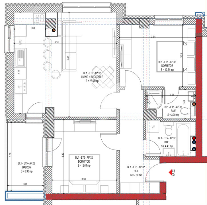 Apartament NOU 3 camere 68 mp utili si balcon - zona Calea Surii Mici