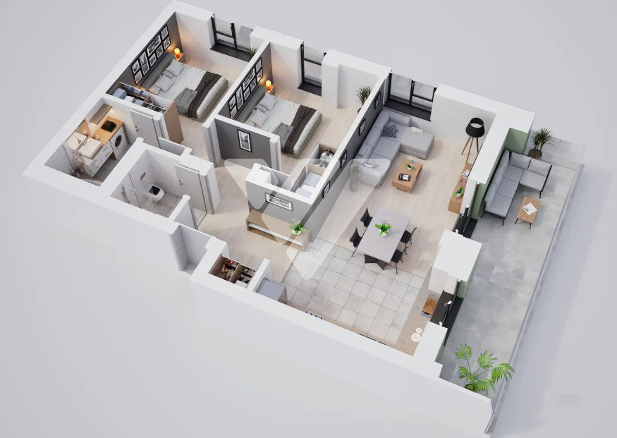 Apartament 3 camere 2 bai etaj 5 cu lift- zona Calea Surii Mici