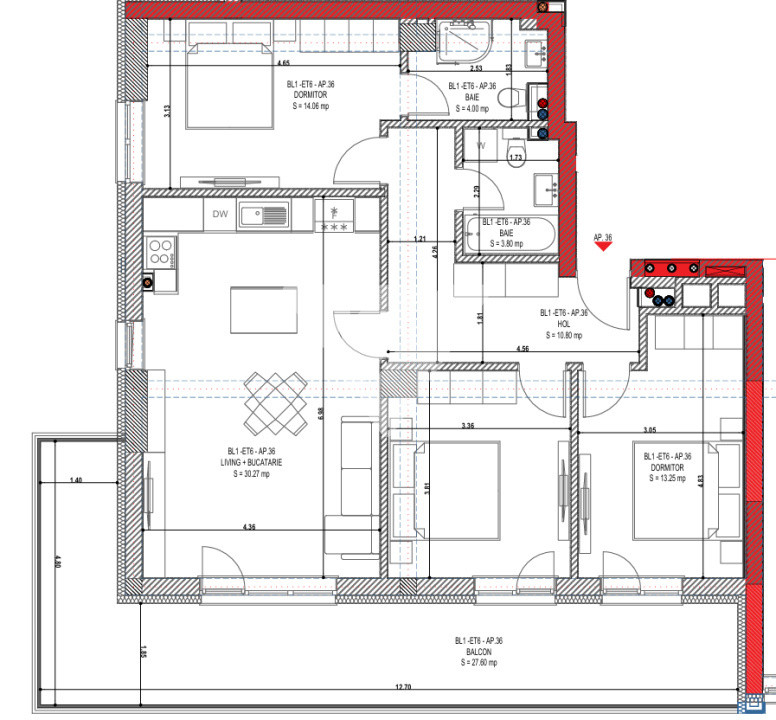 Apartament 4 camere si balcon de 28 mp- zona Calea Surii Mici