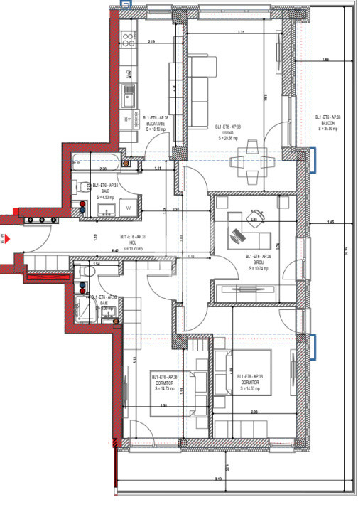 Apartament spatios 4 camere si balcon de 35 mp- zona Calea Surii Mici