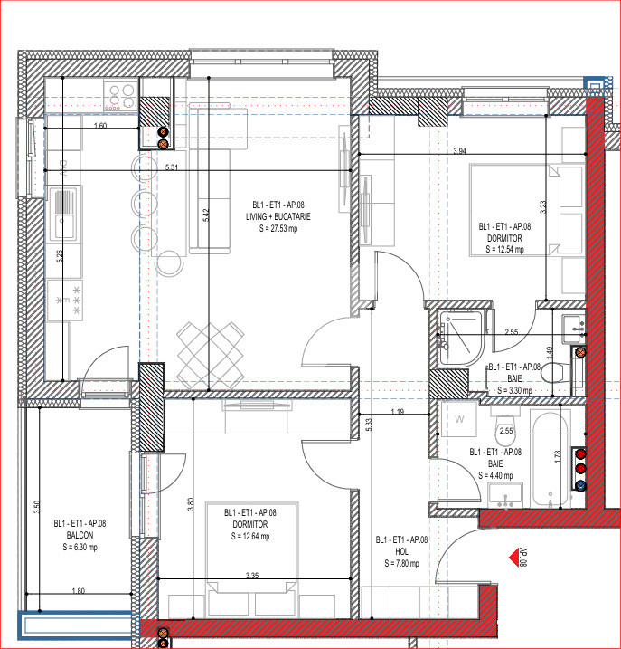Apartament NOU 3 camere 68 mp utili si balcon - zona Calea Surii Mici
