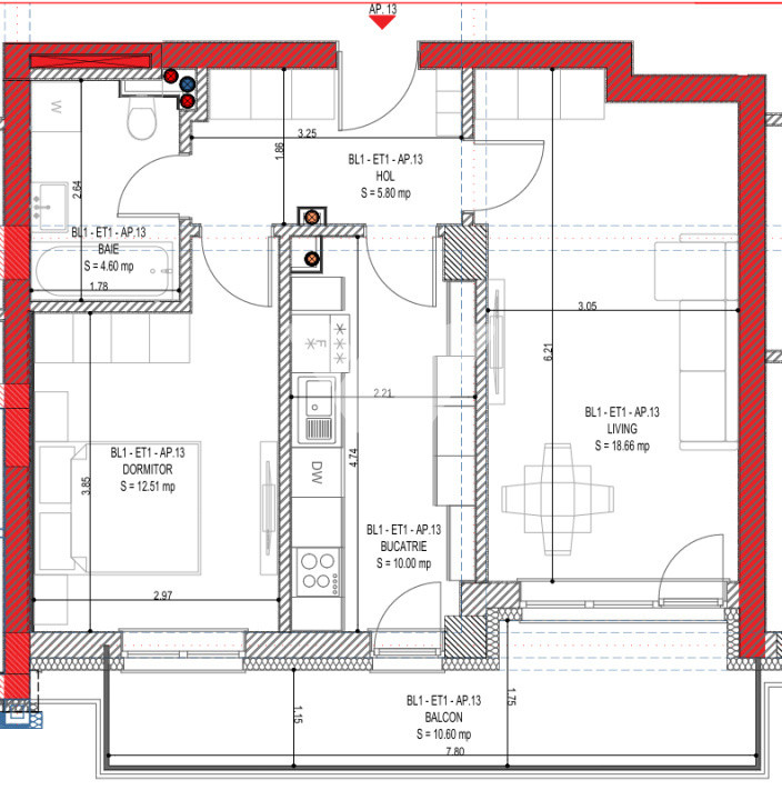 Apartament NOU 2 camere cu balcon 11 mp- zona Calea Surii Mici