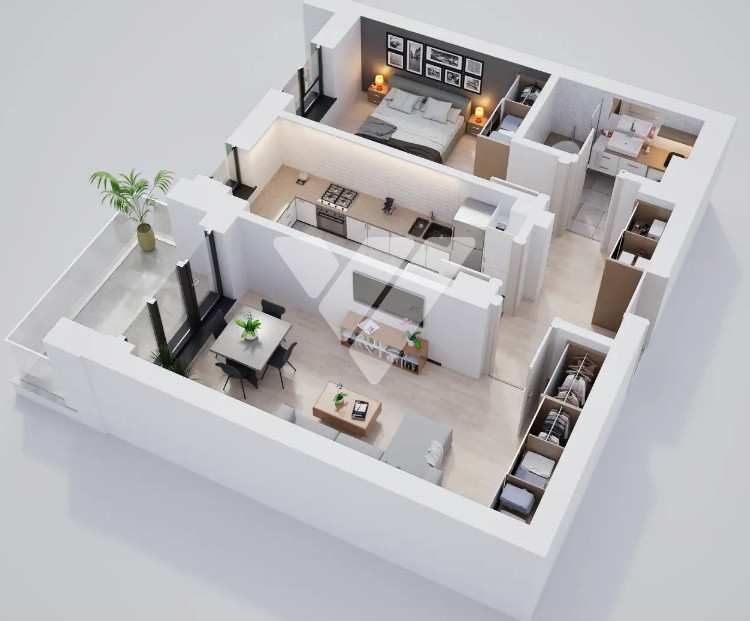 Apartament 2 camere 52 mp cu balcon etaj 2  - zona Calea Surii Mici