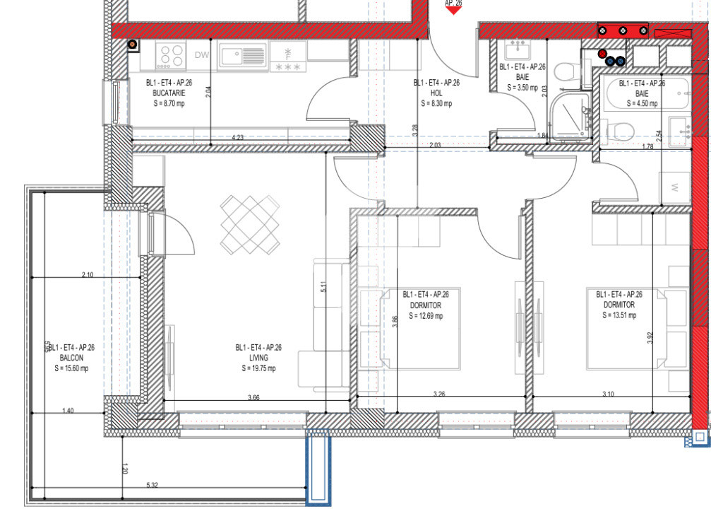 Apartament NOU 3 camere 71 mp si balcon 16 mp-zona Calea Surii Mici