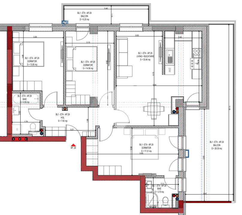 Apartament 4 camere 92 mp si balcon de 33 mp - zona Calea Surii Mici