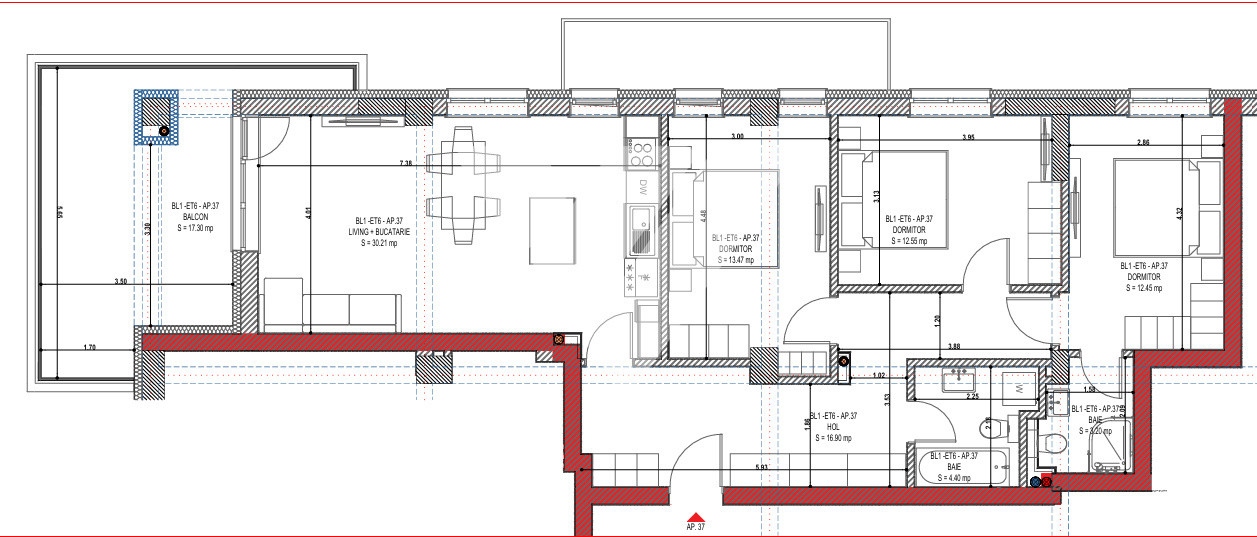 Apartament NOU 4 camere si balcon etaj 6 lift- zona Calea Surii Mici