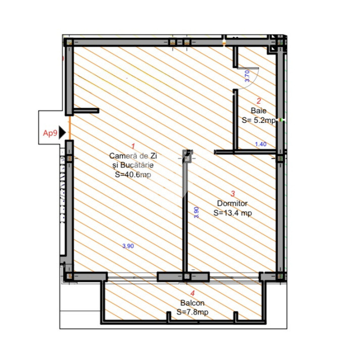 Apartament 2 camere LA CHEIE etaj 2 in Selimbar Sibiu 59MP 