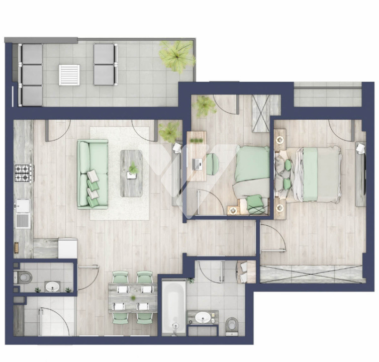  Apartament premium 3 camere balcon etaj 2 - Turnisor Sibiu