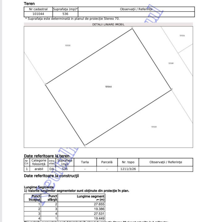 Investitie - Teren intravilan 536 mp Sura Mare ideal construcții