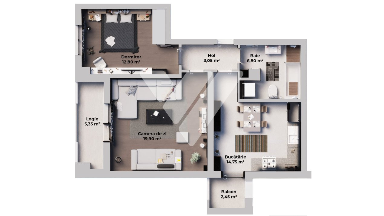  Apartament 2 camere 60 mp, intabulat, parter - Calea Surii Mici Sibiu