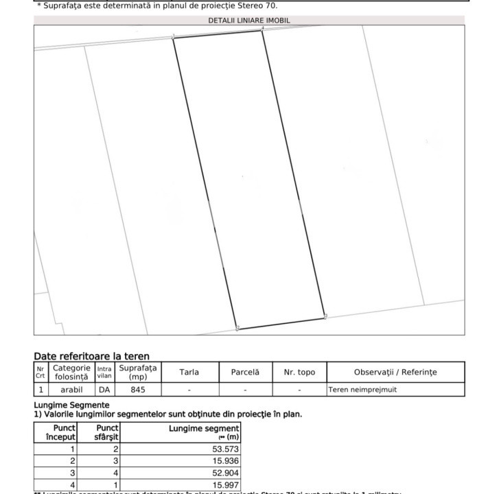 Teren 845 mp, front 16 m, utilitati si autorizatie construire - Vestem