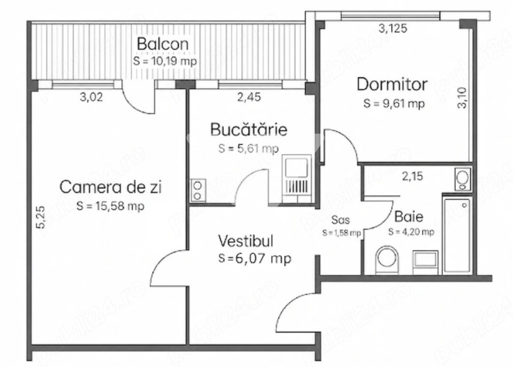 Apartament 2 camere decomandat, pivnita, balcon - Hipodrom 4 Sibiu