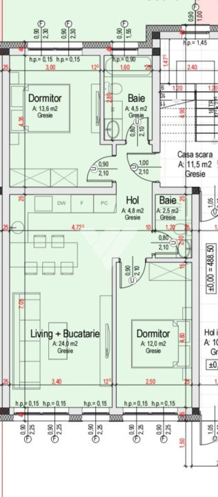 Apartament 3 camere,61,4 mp, gradina, parcare,Cristian, Sibiu 