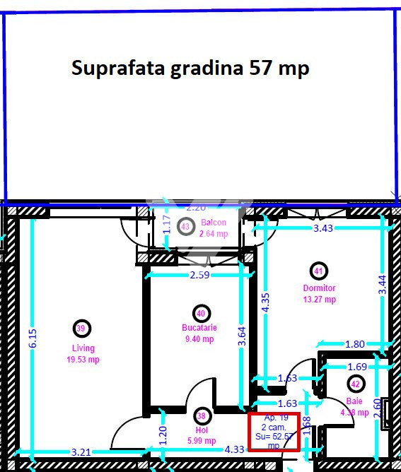 Apartament nou 2 camere cu gradina 57 mp - zona Dedeman /Doamna Stanca