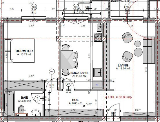 Apartament 2 camere la cheie 59 mp la etaj 1 - zona Doamna Stanca