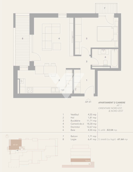 Apartament 2 camere 54 mp utili si 2 balcoane - zona Turnisor Sibiu
