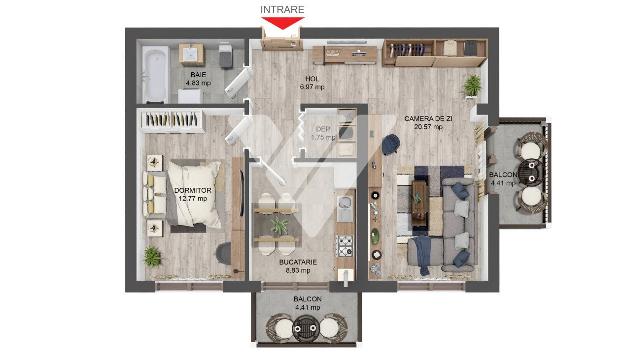 Apartament 2/3 camere 58 mp utili la etaj 1 - Pictor Brana Selimbar