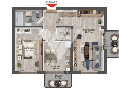 Apartament 2/3 camere 58 mp utili la etaj 3 - Pictor Brana Selimbar