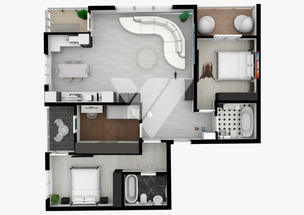 Apartament 4 camere 2 bai etaj 2 la cheie zona Lidl Doamna Stanca