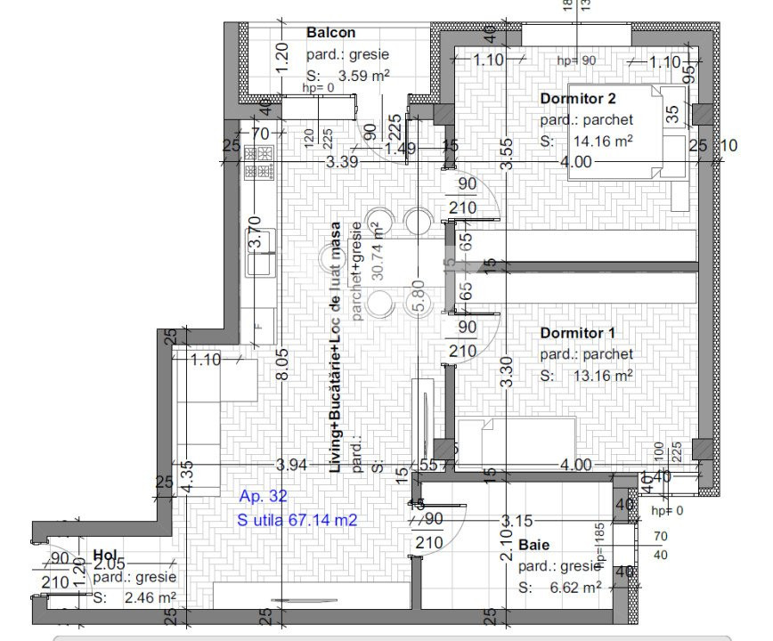 Apartament 3 camere 67 mp utili etaj 1 de vanzare in Selimbar Sibiu