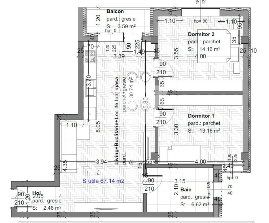 Apartament nou 3 camere si balcon etaj 2 de vanzare in Selimbar Sibiu