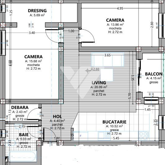 Apartament 3 camere mobilat modern 78 mp etaj 1 in Selimbar Sibiu