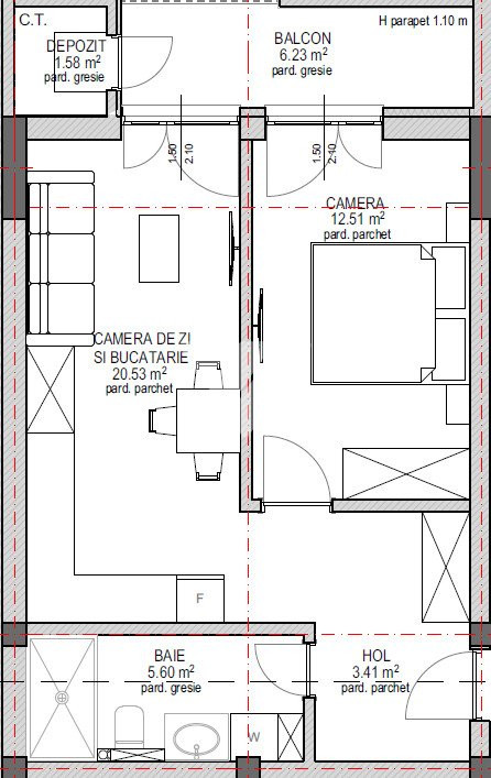 Apartament 2 camere 44 mp etaj 3 la cheie  - zona Lacul Binder Sibiu