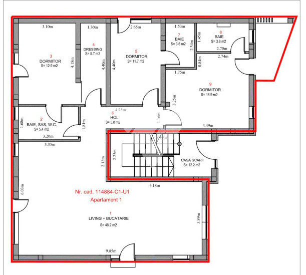 Apartament de lux 115 mp utili 4 camere 4 bai curte privata 200 mp