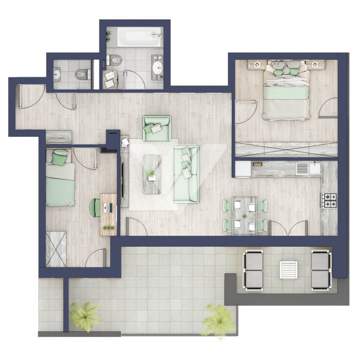  Apartament premium 3 camere 2 bai si terasa 22 mp - Turnisor Sibiu