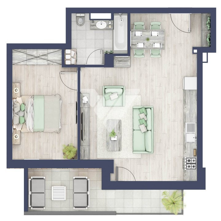  Apartament premium 2 camere 52 mp si terasa etaj 2 - Turnisor Sibiu