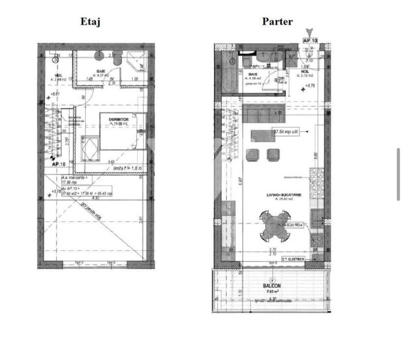 Penthouse modern pe 2 niveluri 2 camere 55 mp mobilat utilat Zona Vest