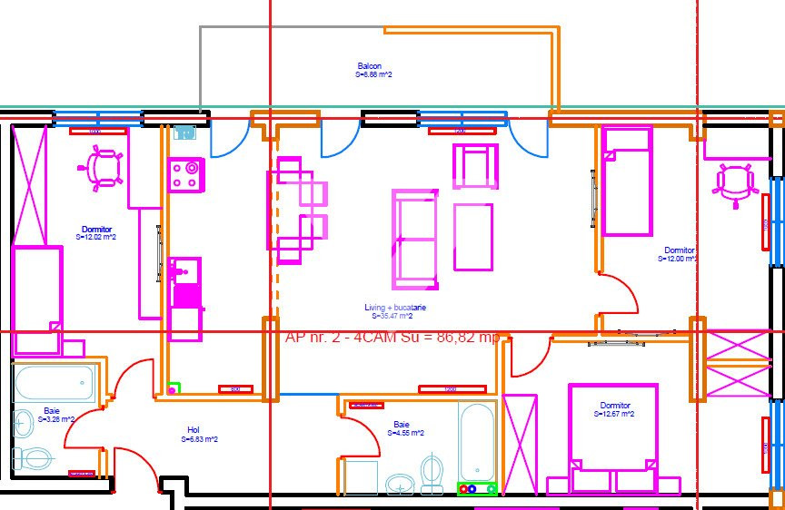Apartament spatios 4 camere 87 mp si balcon etaj 3 Doamna Stanca Sibiu