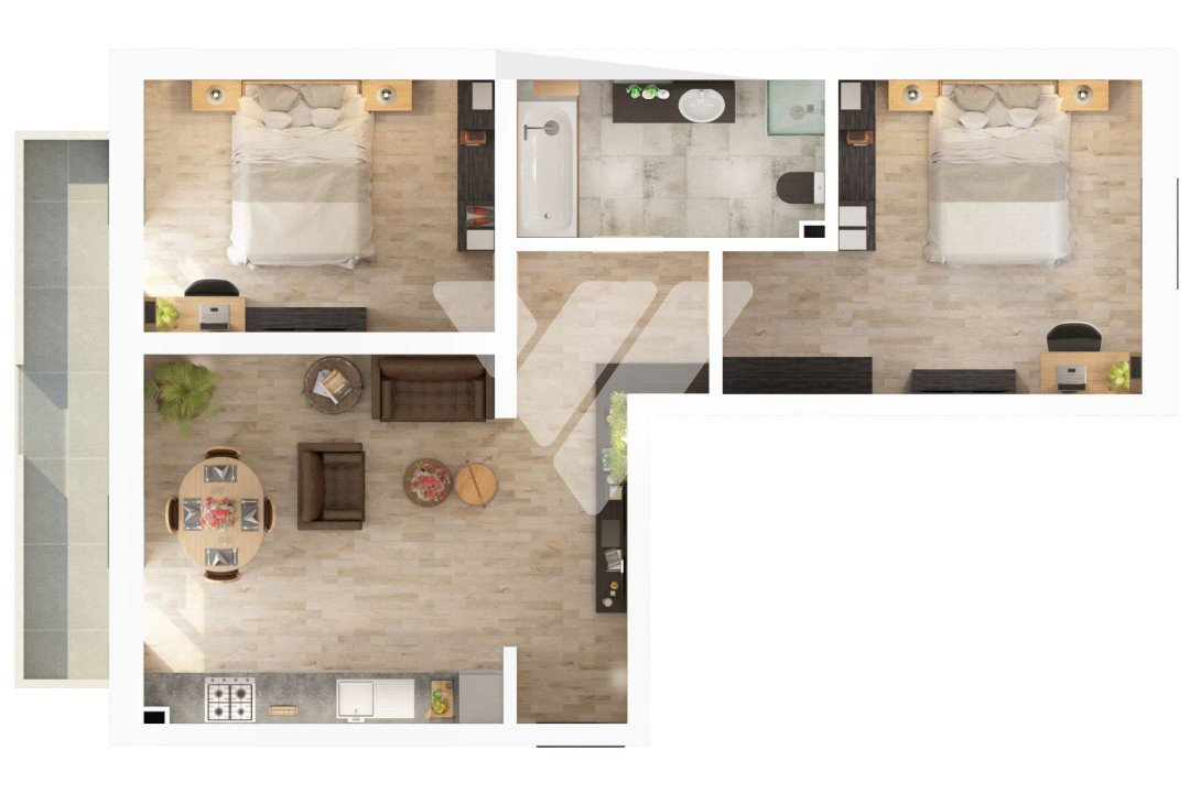 Apartament 3 camere 2 bai si camara parter inalt - Doamna Stanca